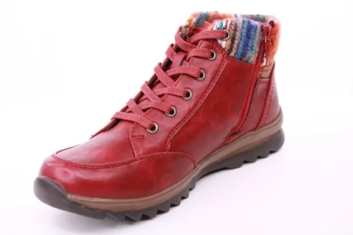 PETER ERIKSON Damen Boot Strickrand Schnürung und Reißverschluss ROT, SCHWARZ und TAN Warmfutter 58212-C24002 TEX