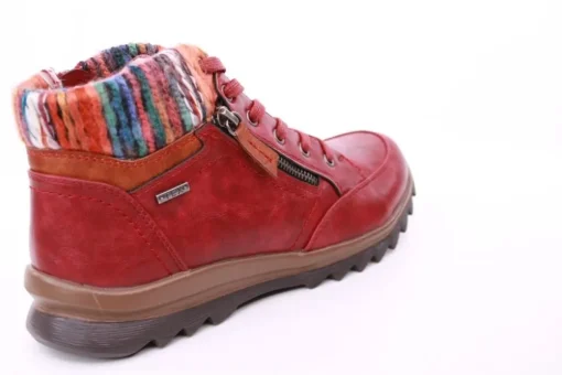 PETER ERIKSON Damen Boot Strickrand Schnürung und Reißverschluss ROT, SCHWARZ und TAN Warmfutter 58212-C24002 TEX