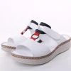 PETER ERIKSON Damen Pantolette Leder Comfort-Fußbett weiß, blau S14 241663
