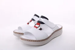 PETER ERIKSON Damen Pantolette Leder Comfort-Fußbett weiß, blau S14 241663