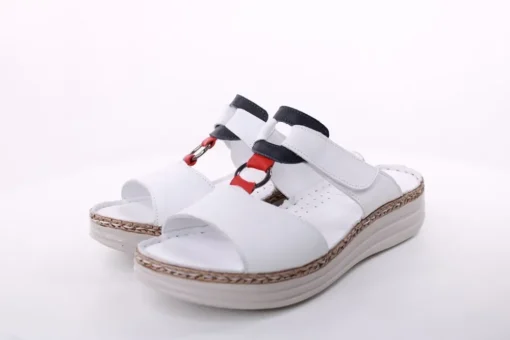 PETER ERIKSON Damen Pantolette Leder Comfort-Fußbett weiß, blau S14 241663