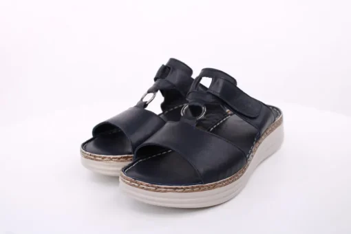 PETER ERIKSON Damen Pantolette Leder Comfort-Fußbett weiß, blau S14 241663