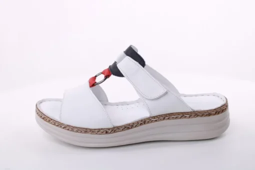PETER ERIKSON Damen Pantolette Leder Comfort-Fußbett weiß, blau S14 241663
