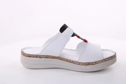 PETER ERIKSON Damen Pantolette Leder Comfort-Fußbett weiß, blau S14 241663