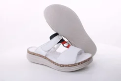 PETER ERIKSON Damen Pantolette Leder Comfort-Fußbett weiß, blau S14 241663
