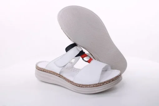 PETER ERIKSON Damen Pantolette Leder Comfort-Fußbett weiß, blau S14 241663