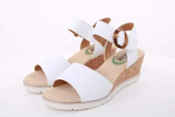 PETER ERIKSON Damen Sandalette Keilabsatz Zierschnalle weiß S14 20-14-C23006