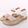 PETER ERIKSON Damen Sandalette Keilabsatz Klettverschluss weiß beige S14  20-41-C23005