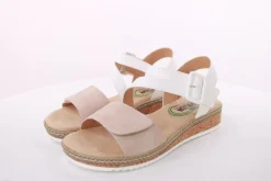PETER ERIKSON Damen Sandalette Keilabsatz Klettverschluss weiß beige S14  20-41-C23005