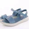 PETER ERIKSON Damen Sandale Leder Comfort- Fußbett blau, schwarz S13 231521