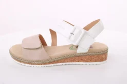 PETER ERIKSON Damen Sandalette Keilabsatz Klettverschluss weiß beige S14  20-41-C23005