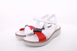 PETER ERIKSON Damen Sandale Leder Comfort-Fußbett weiß, weiß-rot, blau S14 241623