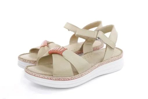 PETER ERIKSON Damen Sandale Leder Comfort- Fußbett weiß, grün S13 231533