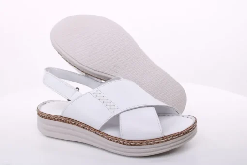 PETER ERIKSON Damen Sandale Leder Comfort- Fußbett blau, weiß S14 241626