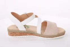 PETER ERIKSON Damen Sandalette Keilabsatz Klettverschluss weiß beige S14  20-41-C23005