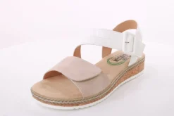 PETER ERIKSON Damen Sandalette Keilabsatz Klettverschluss weiß beige S14  20-41-C23005
