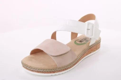 PETER ERIKSON Damen Sandalette Keilabsatz Klettverschluss weiß beige S14  20-41-C23005