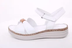 PETER ERIKSON Damen Sandale Leder Comfort-Fußbett weiß, weiß-rot, blau S14 241623