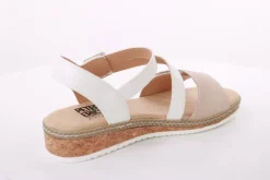 PETER ERIKSON Damen Sandalette Keilabsatz Klettverschluss weiß beige S14  20-41-C23005