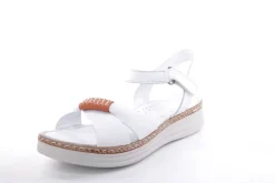 PETER ERIKSON Damen Sandale Leder Comfort- Fußbett weiß, grün S13 231533