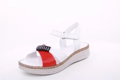 PETER ERIKSON Damen Sandale Leder Comfort-Fußbett weiß, weiß-rot, blau S14 241623