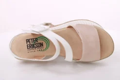 PETER ERIKSON Damen Sandalette Keilabsatz Klettverschluss weiß beige S14  20-41-C23005