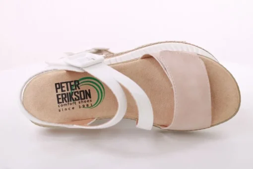 PETER ERIKSON Damen Sandalette Keilabsatz Klettverschluss weiß beige S14  20-41-C23005