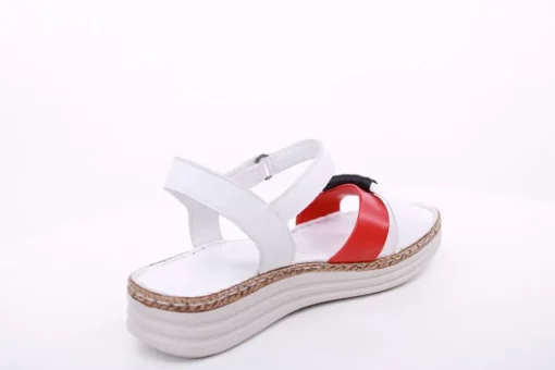 PETER ERIKSON Damen Sandale Leder Comfort-Fußbett weiß, weiß-rot, blau S14 241623