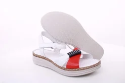 PETER ERIKSON Damen Sandale Leder Comfort-Fußbett weiß, weiß-rot, blau S14 241623
