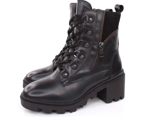 PETER ERIKSON Damen Schnürboots Stiefelette Leder Blockabsatz schwarz S23 ARIELA-GR-2316