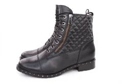 PETER ERIKSON Damen Schnürboots Leder Nietenbesatz Steppmuster schwarz S23 DORIS-2110-S