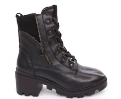 PETER ERIKSON Damen Schnürboots Stiefelette Leder Blockabsatz schwarz S23 ARIELA-GR-2316