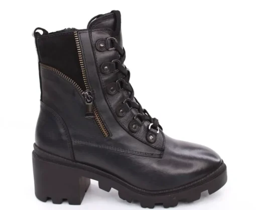 PETER ERIKSON Damen Schnürboots Stiefelette Leder Blockabsatz schwarz S23 ARIELA-GR-2316