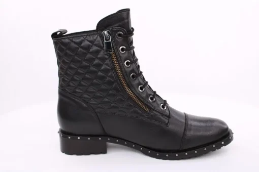 PETER ERIKSON Damen Schnürboots Leder Nietenbesatz Steppmuster schwarz S23 DORIS-2110-S