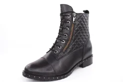 PETER ERIKSON Damen Schnürboots Leder Nietenbesatz Steppmuster schwarz S23 DORIS-2110-S