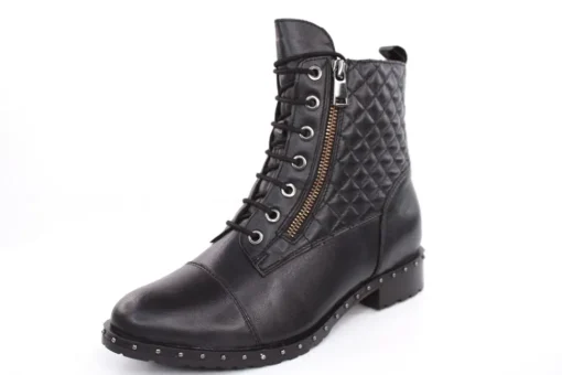 PETER ERIKSON Damen Schnürboots Leder Nietenbesatz Steppmuster schwarz S23 DORIS-2110-S