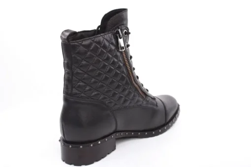 PETER ERIKSON Damen Schnürboots Leder Nietenbesatz Steppmuster schwarz S23 DORIS-2110-S