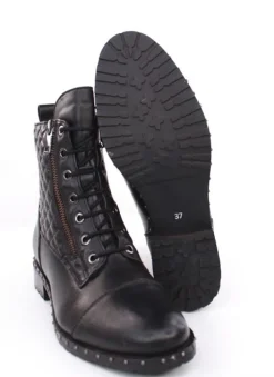 PETER ERIKSON Damen Schnürboots Leder Nietenbesatz Steppmuster schwarz S23 DORIS-2110-S