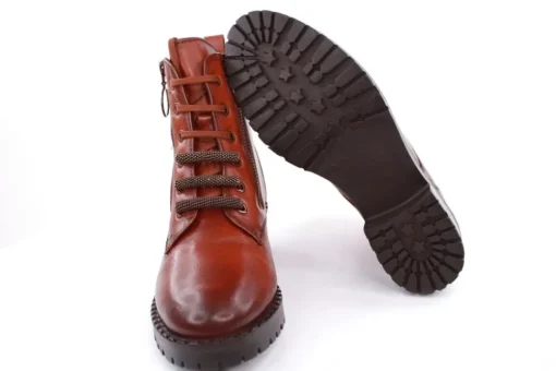 PETER ERIKSON Damen Schnürboots Schnürstiefelette Leder Schnürsenkelschmuck braun S23 DARYA-2320