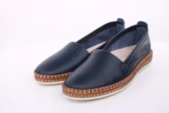PETER ERIKSON Damen Slipper Leder Wechselfußbett weiß, blau, schwarz S14 241734