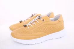 PETER ERIKSON Damen Sneaker Leder Wechsel- Fußbett gelb, grau S13 231508