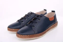 PETER ERIKSON Damen Sneaker Leder Wechselfußbett weiß, blau S14 241735