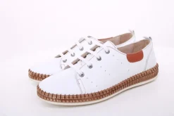 PETER ERIKSON Damen Sneaker Leder Wechselfußbett weiß, blau S14 241735