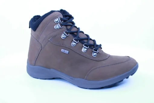 PETER ERIKSON Herren Boot Leder Extraweit Schnürung und Reißverschluss in PEANUT mit Warmfutter FLEXI-05A TEX
