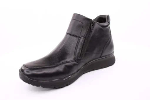 PETER ERIKSON Herren Leder Boot doppel Reißverschluss einfacher Einstieg SCHWARZ Warmfutter DN-02