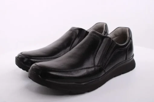 PETER ERIKSON Herren Slipper Leder Wechselfußbett klassisch schwarz S14 DN-55