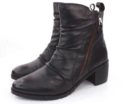 PETER ERIKSON Stiefelette Leder Zierfalten schwarz S23 CATHY-2301