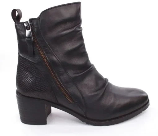 PETER ERIKSON Stiefelette Leder Zierfalten schwarz S23 CATHY-2301