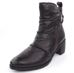 PETER ERIKSON Stiefelette Leder Zierfalten schwarz S23 CATHY-2301