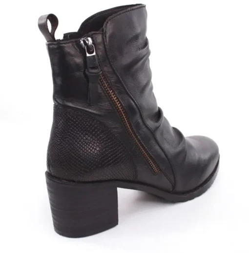PETER ERIKSON Stiefelette Leder Zierfalten schwarz S23 CATHY-2301